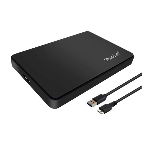 ShuoLe 2.5 inch USB 3.0 SATA HDD Enclosure for 2.5 inch 7mm 9.5mm HDD SSD External Hard Drive Case Support Max 6TB with UASP Compatiable with WD Seagate Toshiba Samsung Hitachi-Black