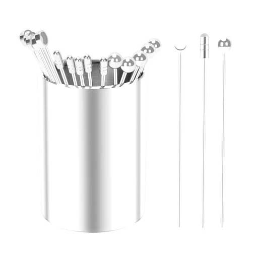 I-MART Pack of 15 Cocktail Picks with Holder, 4.3 Inches 304 Stainless Steel Reusable Metal Martini Picks, Appetizer Skewers for Drinks, Cocktail Picks for Drinks, Garnish Picks for Bloody Mary