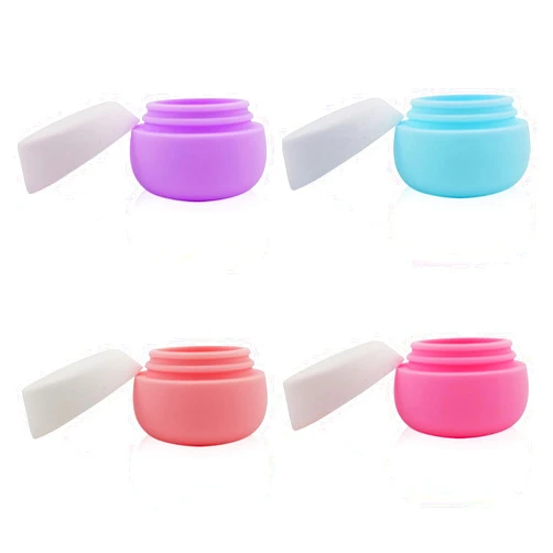 MYHJL 4 Pieces Leak-proof Silicone Cream Jars Silicone Travel Size Bottles Travel Containers for Toiletries Ideal for Makeup, Lotions, Shampoo (Multi-color)