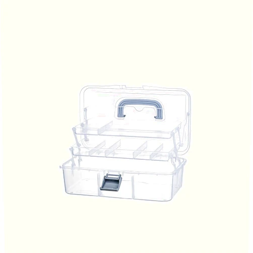BangQiao 2-Tier Trays Clear Gray Plastic Storage Container Organizer Box, Multipurpose Portable Carrying Case with Latch Lock and Handle for Art, Craft, Sewing Supplies, First Aid, Makeup