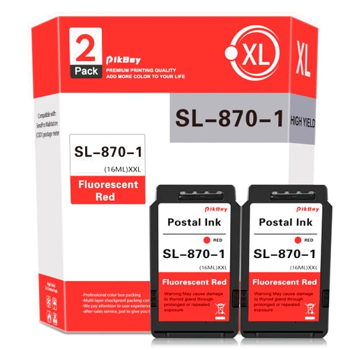 PikBey SL-870-1 XXL Red Ink Cartridge High Capacity Compatible for SL870-1 Fluorescent Red Ink Cartridges Replacement for The PB New SendPro Mailstation Postage Meter (CSD1) 2-Pack XXL (16ml)