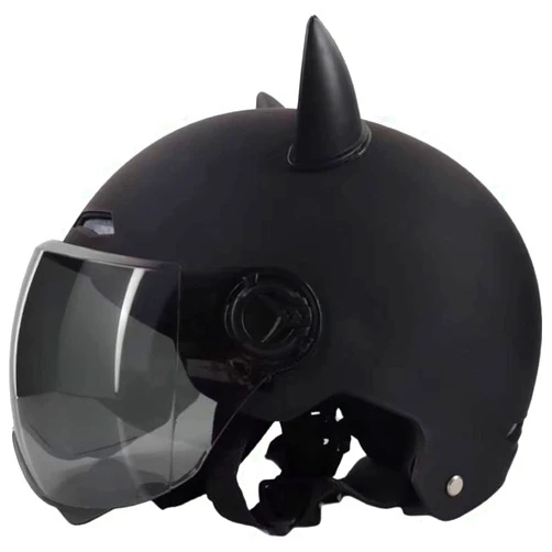 Beidiyinger Adult Motorcycle Vintage Half Helmet with Sun Visor,Cat Ear Retro Light Open Face Moped Helmet Men's Kids Women's Summer Cute Scooter Vespa Electric Motorcycles Helmets DOT Approved