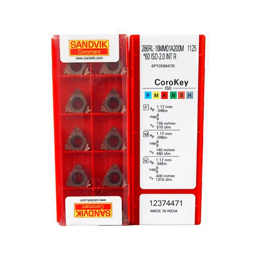 HOOGUU Sandvik Coromant 100% Original 266RL 16MM01A200M 1125 266RL-16MM01A200M 1125 CNC Lathe Threading Turning Carbide Inserts Blades Theading Insert