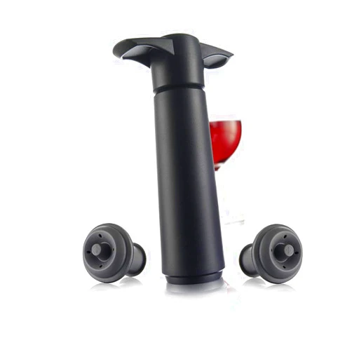 Kitchen Correct Wine Saver Giftpack44; Black - 1 Pump & 2 Stoppers