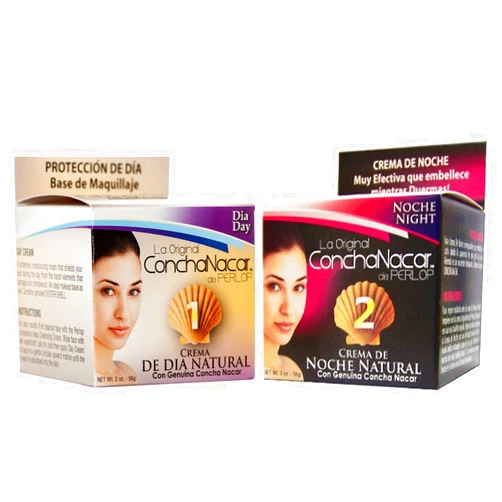 Concha Nacar Face Cream Combo 1-2 - Day Cream 2oz, Night Cream 2oz - Crema De Dia, Crema De Noche - Para Piel Manchas En Cara