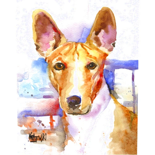 Custom Basenji Dog High Resolution of Original Fine Art Watercolor by Ron Krajewski-Home Wall Art Decor in 8