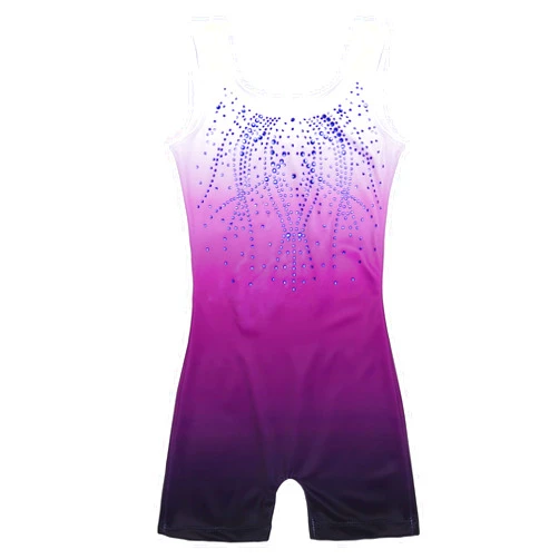 Arshiner Leotards for Girls Gymnastics with Shorts Color Gradient Shiny Diamond Kids Biketard