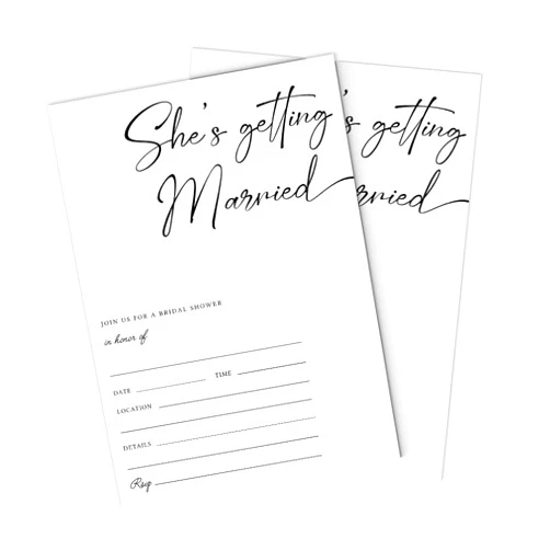 Handmade She's Getting Married Minimalist Bridal Shower 5x7 Invitations with Envelopes, Fill Out Cards for Bridal Shower Wedding Engagement Celebration (Pack of 25)