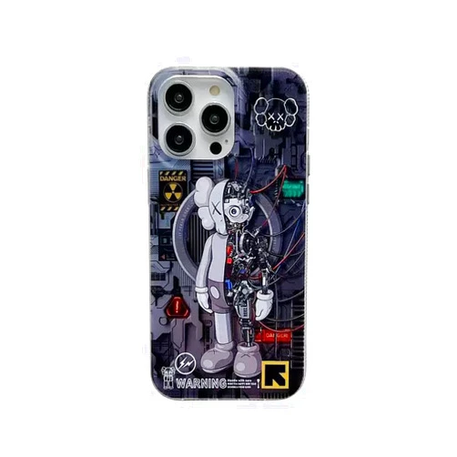 CYTCreation Cool Anime Black for Boys Case for iPhone 14 Plus/15 Plus Phone Case with Trendy Robot Cartoon Design, Street Artworkn IMD Laser Shockproof Silicone Protective Cell Back Cover