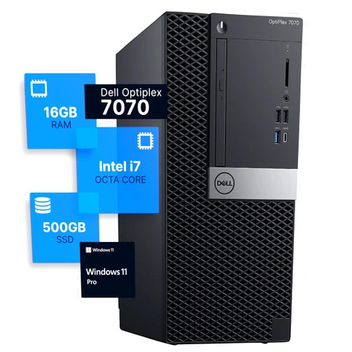 Dell Optiplex 7070 Tower Desktop Computer | Intel i7-9700 (3.4) | 16GB DDR4 RAM | 500GB SSD Solid State | Windows 11 Pro | Internal Wi-Fi 6 PCIe Adapter (Renewed)