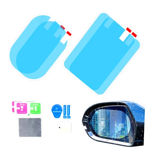 Yumfugu 4 PCS Car Rearview Mirror Film for Safe Driving, 2 PCS 7.8In x 6.8In High-Definition Nano Vehicle Rearview Mirror Sticker, Universal 2 PCS 3.9In x 5.9In Rearview Auxiliary (Transparent)