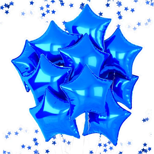 FEYG Blue Star Foil Balloons, 18 Inches for Helium, 10 Pcs Blue Birthday Balloons for Party, Graduation, Wedding, Anniversary, Baby Shower Decorations