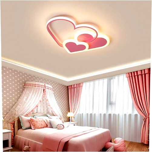 TFCFL Modern 3 Heart-Shaped Romance Ceiling Light with Remote Control, Stepless Dimmable LED Chandelier Flush Mount, Metal Acrylic Ceiling Lamp for Living Room, Bedroom, Kids Room