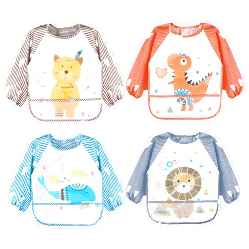 Accmor Long Sleeve Baby Bibs, Waterproof Sleeved Bibs Smock for Toddler Baby Girls Boys Eating Feeding
