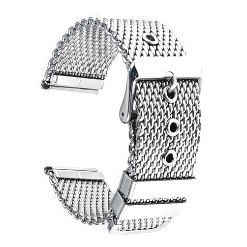 JBR Women's Stainless Steel Mesh Milan Watch Band, Men's Pin buckle Double Loop Solid Mesh Weaving Replacement Watch Strap, Watch Accessories 18/20/22/24mm