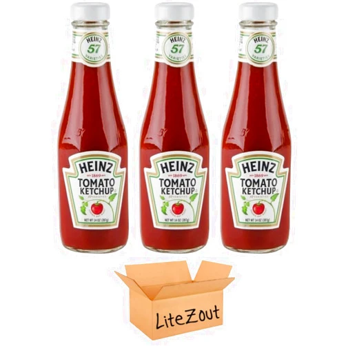 LiteZout Heinz Classic Glass Ketchup Bottles, 14 Ounce (3 pack), by Litezout