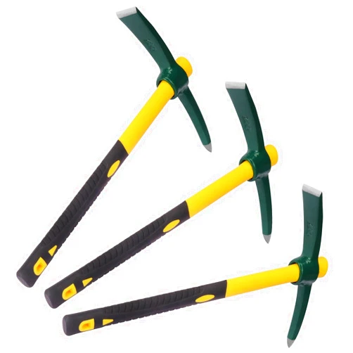 Biugaaufai 3 Pack 15 Inch Mattock Hoe, Steel Forged Pickaxe with Fiberglass Handle, Weeding Pick Axe, Hand Digging Mattock for Camping, Prospecting, Weeding