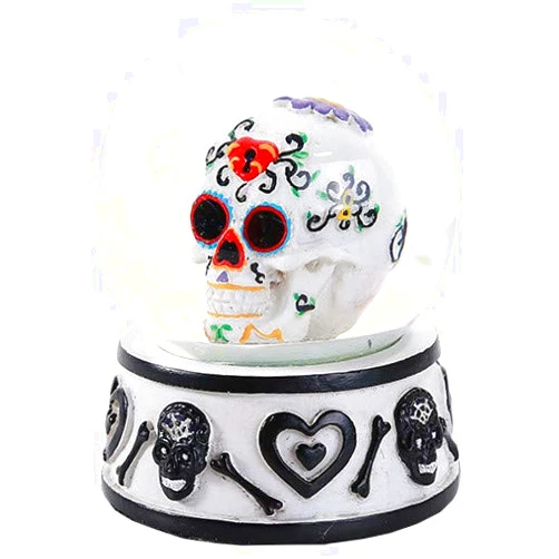 Pacific Giftware Day of The Dead Sugar Skull Head Water Globe 80mm Home Decor Gift Collectible