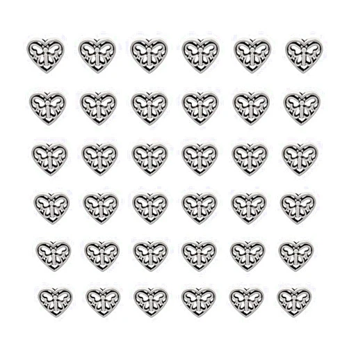 Honbay 60PCS Metal Heart Shape Spacer Beads Hollow Pattern Butterfly Loose Beads for Earring Bracelet Necklace Jewelry Making