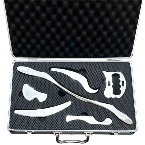 GYX COELE Stainless Steel gua sha Set Muscle Scraper iastm Tool Set (6-Piece) fascial Release Tool deep Soft Tissue Massage Tool Set (Carrying case)