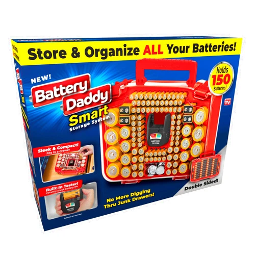 Ontel Battery Daddy Smart - Battery Organizer Storage Case with Tester, Stores & Protects Up to 150 Batteries, Clear Locking Lid, As Seen On TV, Smart - 150 Batteries (BADAS-MC4)