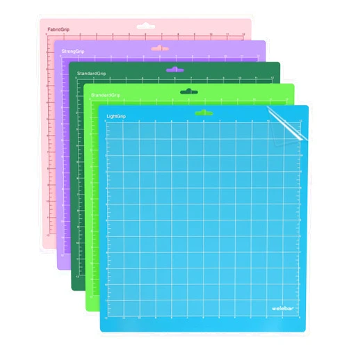 Welebar 5 Pack Cutting Mats for Silhouette Cameo 4/3/2/1, 12x12 Inch StandardGrip/LightGrip/StrongGrip/FabricGrip, Cutting Mats for Sewing, Quilting, Craft…