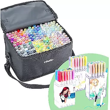 Ohuhu 216-color Double Tipped Alcohol Art Markers Set + 72-Pack Waterbased Dual Brush Pen