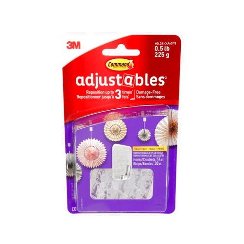 Command 17830Clr-14Es Adjustables Repositionable Mini Fasteners, 14 Hooks/Pack