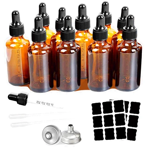 Z-synka 10 Pack 2 Oz Amber Glass Bottles with Dropper, UV Protection, for Essential Oils, Serum, Liquids