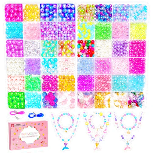 DUDUCOFU 1545 Pcs Mermaid Bracelet Making Kit for Girls Charms Beads for Jewelry Making, Friendship Bracelet Kit with Colorful Bells Ocean Pearl Beads for Bracelet Necklace Making Kids DIY Craft