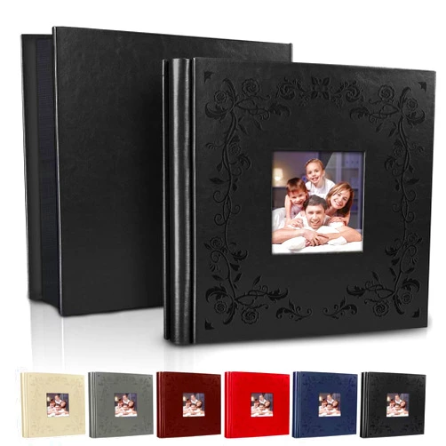 Posater Photo Album 4x6 600 Pockets Photos, Leather Frame Cover Photo Book, Large Capacity Wedding Baby Family Picture Albums Holds 600 Horizontal and Vertical Photos(Black, 600 Pockets)
