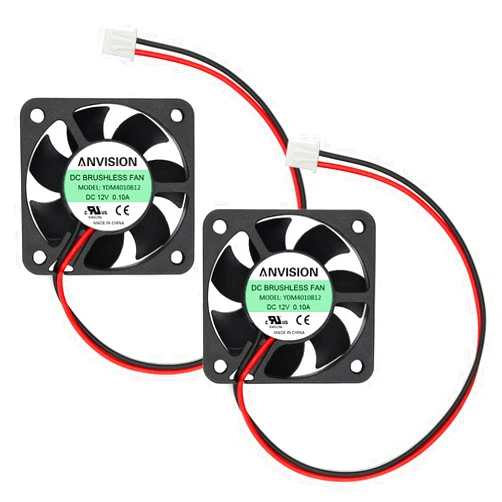 ANVISION 2-Pack 40mm x 10mm DC 12V Brushless Cooling Fan, Dual Ball Bearing, YDM4010B12