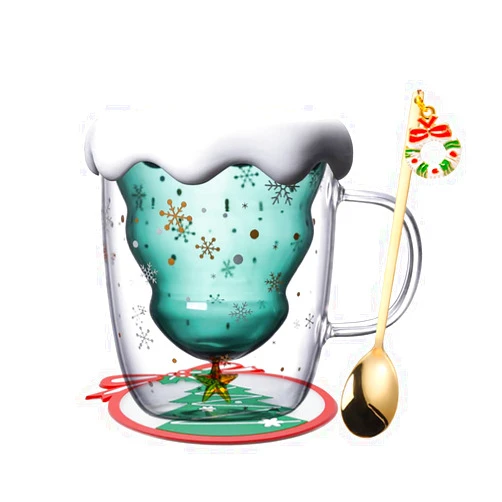 Binoster Cute Mugs Christmas Coffee Mug, Tea Cup, Milk Cup Glasses Double Wall Insulated Glasses Espresso Cup, Best Christmas for Women,Men,Kid, Office and Personal