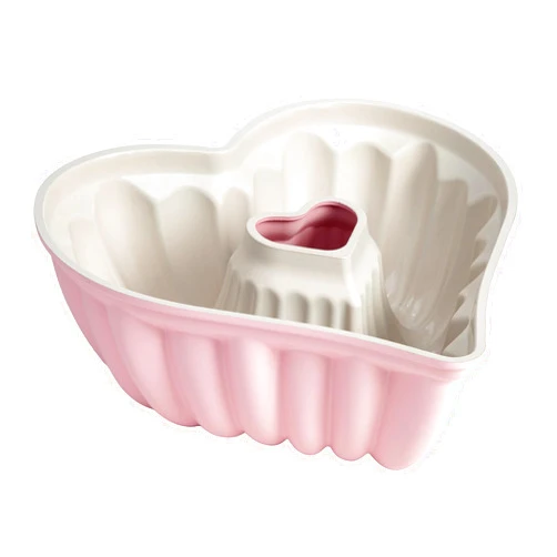 Paris Hilton Heart Shaped Fluted Cake Pan, Cast Aluminum with Clean Ceramic Nonstick Bakeware, Dishwasher Safe, Made without PFAS, PFOA, PFOS & PFTE, 9-Inch, Pink