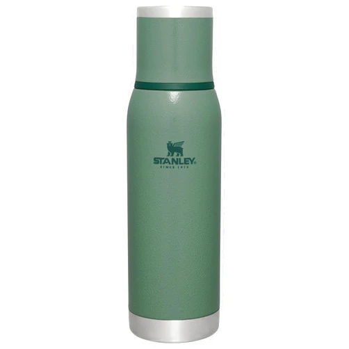 Stanley Adventure-to-Go Vacuum Bottle 25 oz | Wide Mouth with Leakproof Cup Lid | Keep Drinks Hot or Cold | Packable for Travel | Insulated Stainless Steel Thermos | BPA-Free | Hammertone Green