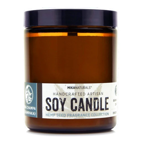 MIKA NATURALS Wood Wick Aromatherapy Soy Candle (Nag Champa • Champaka) 7 oz.