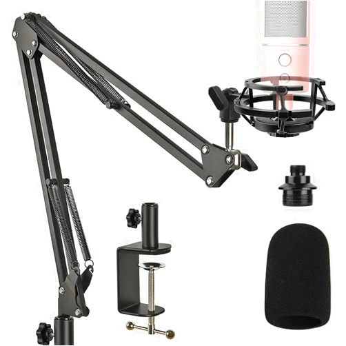 Frgyee Razer Seiren X Boom Arm with Pop Filter, Mic Arm Stand with Foam Windscreen and Upgraded Heavy Duty Clamp for Razer Seiren X USB Streaming Microphone by Frgyee