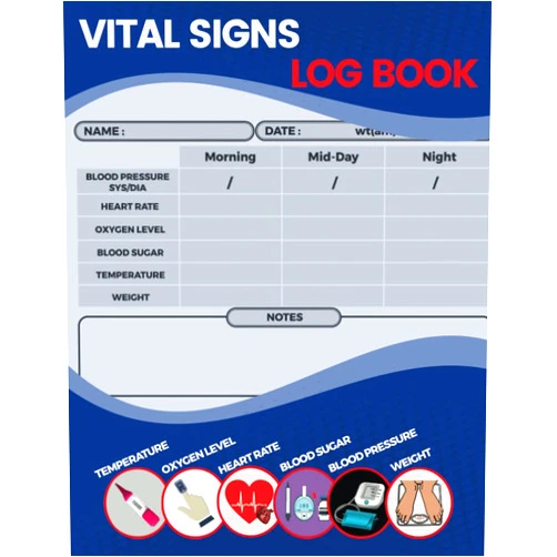 Morral chicprint Vital Signs Log book: Daily Health Tracking Log Book-Personal health record keeper- track all of the vital signs Blood Pressure, Blood Sugar, Heart Rate, Oxygen Level, Temperature & Weight
