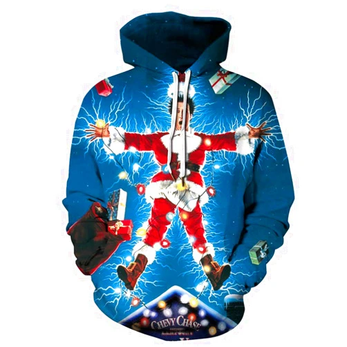 Grace's Secret Unisex 3D Ugly Christmas Sweatshirt Kangaroo Pocket Hoodies Pullover