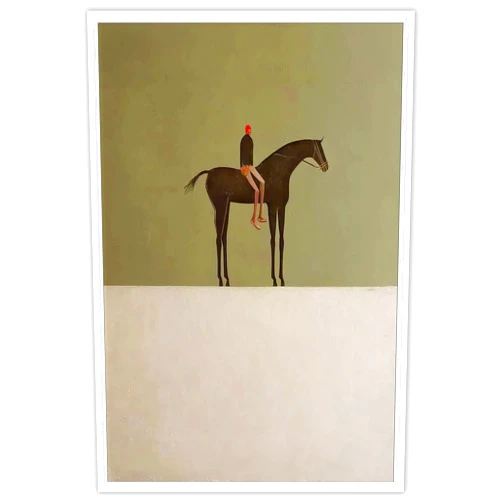 Generic Vintage Abstract Horse Canvas Wall Art Horse Rider Figure Poster Minimalist Green Neutral Equestrian Artwork Prints Painting For Living Room Bedroom Apartment Wall Decor 12x16in Unframed