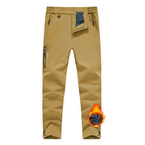 Rdruko Men's Snow Pants Waterproof Insulated Winter Hiking Pants Snowboard Fleece Lined Softshell Ski Pants
