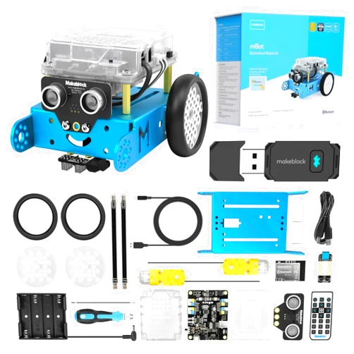 Makeblock mBot Robot Kit with Dongle, 25ft Range Bluetooth Conection, STEM Projects for Kids Ages 8-12 Learn to Code with Scratch Arduino, Robot Kit for Kids, STEM Toys for Beginners
