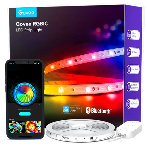 Govee RGBIC LED Strip Lights, Smart LED Lights for Bedroom, Bluetooth LED Lights APP Control, DIY Multiple Colors on One Line, Color Changing LED Strip Lighting Music Sync, Home Decor, 16.4ft