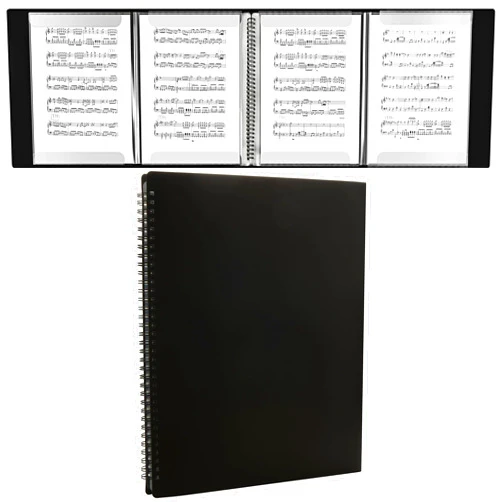 DAJAVE 2 Pack Sheet Music Folder, 8.5 × 11 Music Binder, 4 Page Expand 60 Pockets A4 Size, Black Writable Choir Folder for Holding Sheet Music and Storing Files