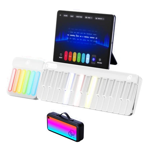 POPUPIANO Smart Piano keyboard with Colored Light-up Keys, Smart Interactive Sing-Along with Chords for Fun, Free Lessons & Games, MIDI, Built-in Instrument Synth, Portable Expandable Piano