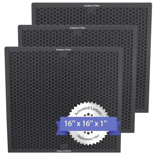 Popurure Air Scrubber Active Carbon Filters Compatible with BlueDri, VEVOR and Dri-Eaz Air Purifier, for Drieaz HEPA500 16'' x 16'' x 1'' inches（3 Pack）