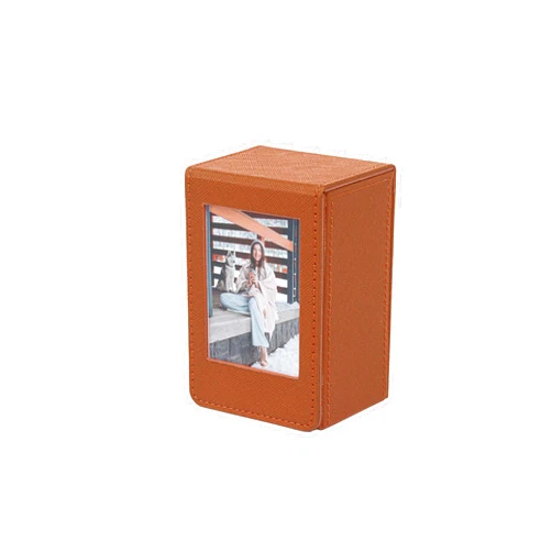 Leonuliy 2 x 3 Mini Photo Storage Box for Polaroid Fujifilm Instax Mini 12 11 9 8 EVO Instant Film, Picture Frame and Containers, PU Leather. (Brown)