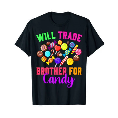 Brother Sister Matching Halloween Costume Will Trade Brother For Candy Halloween Matching Sister Girls T-Shirt