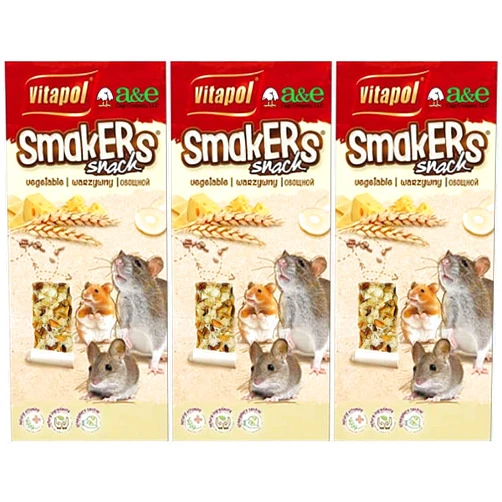 A&E Cage Co. 6 Pack of Smackers Small Pet Treat Sticks, Cheese Flavor for Pet Rats, Mice and Hamsters