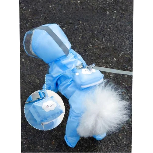 Yeduzyn Dog Raincoat with Boots,Waterproof Dog Raincoats with Hood for Small Medium Large Dogs,Raincoat with Reflective Strap, Lightweight Rain Jacket with Leash Hole (Blue Cloud, Large)